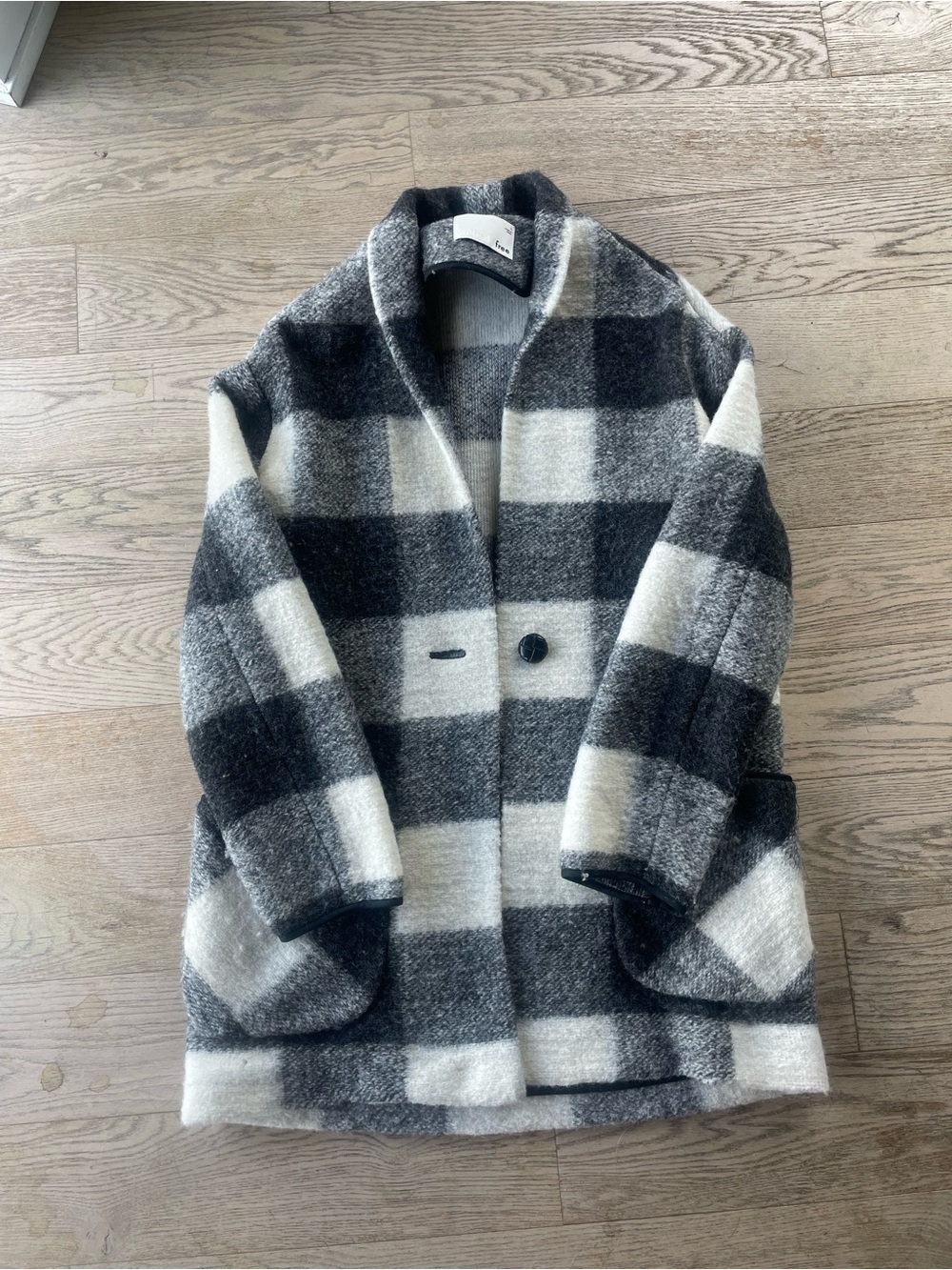Wilfred Black & White Plaid Coat